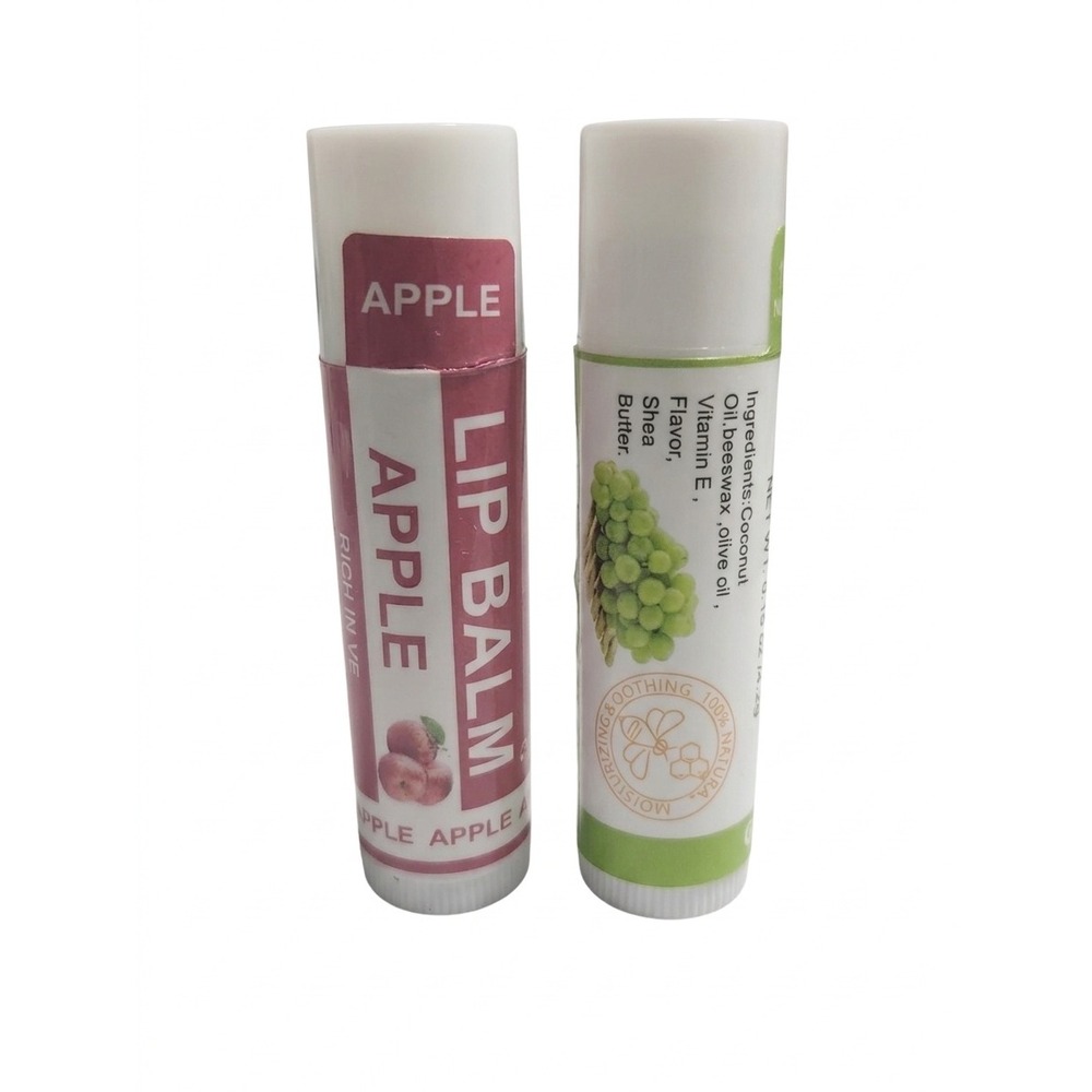 DNM Beauty Moisturizing Lip Balm Set Apple & Grape 0.15oz 2 Pack Natural Formula